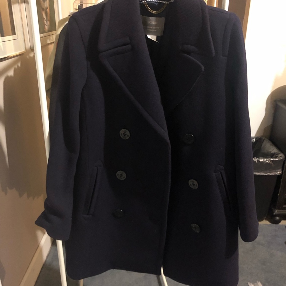 JCrew Long Navy Peacoat